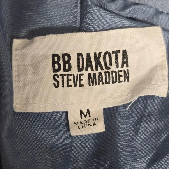 BB Dakota Steve Madden Faux Suede Moto Jacket Blue Women's Size M Streetwear - Picture 6 of 8